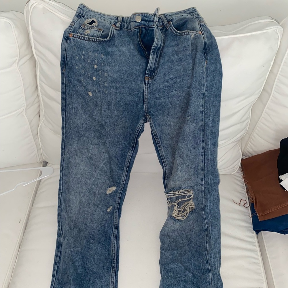 Free People Ripped Wide Legged Jeans